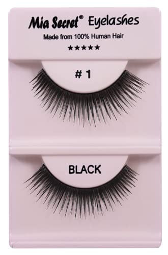 Mia Secret Regular Natural Eyelashes - Natural Style False Eyelash - Invisible Clear Band - Reusable and Lightweight - 4 Pack (EL-213)