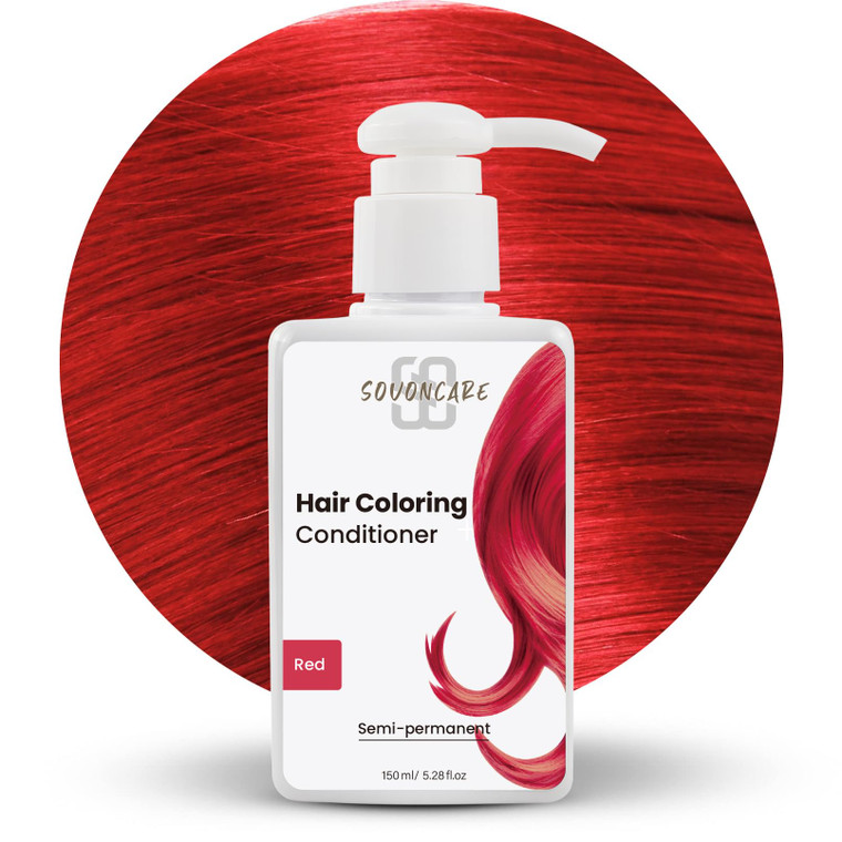 SOVONCARE Red Semi-Permanent Hair Dye Depositing Conditioner for Colored Hair, 5.28 OZ - Color Results in 10 Minutes, Cruelty-Free Haircare