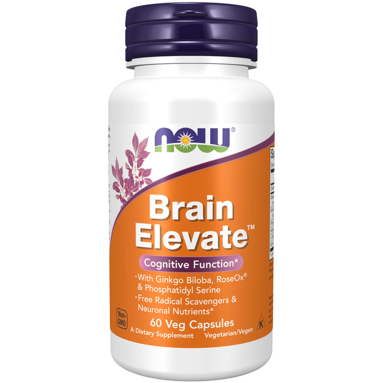NOW Foods Supplements, Brain Elevate, Featuring Ginkgo Biloba, RoseOx® and Phosphatidyl Serine, 60 Veg Capsules
