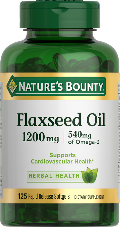 Nature's Bounty Flaxseed and Omega 3, Dietary Supplement, Supports Cardiovascular Health, 1200mg, Softgels, 125 ct