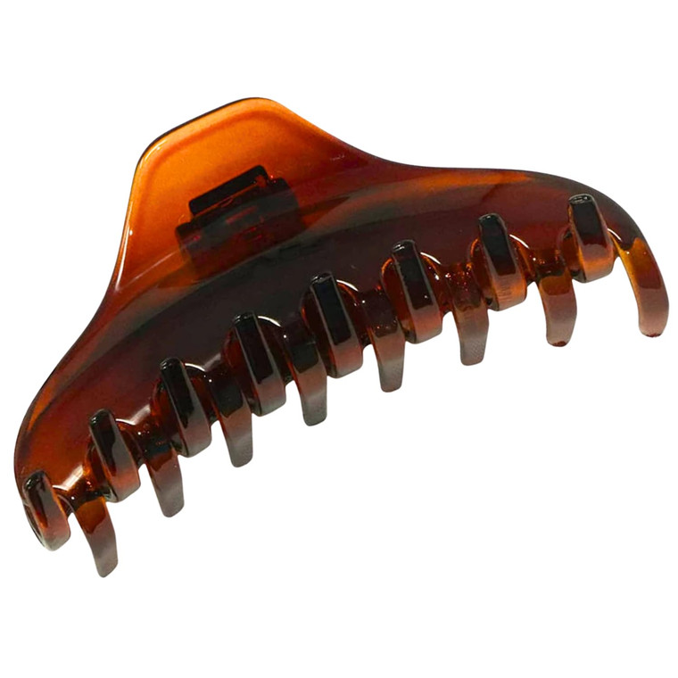 Parcelona French Skinny Boss Medium 3 1/2" Tortoise Shell Celluloid Acetate Claw with Tight Spring Jaw Hair Claw Clips for Fine Hair, Made in France