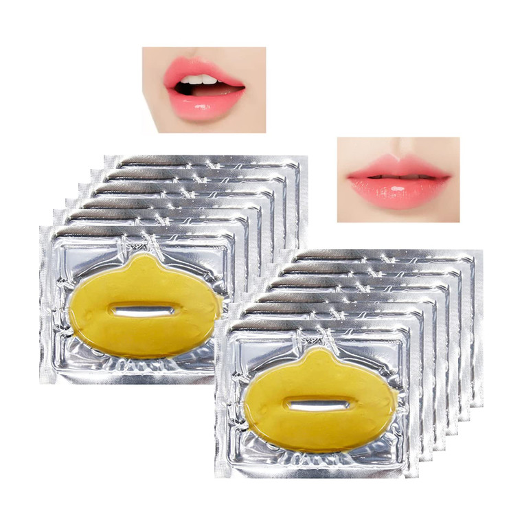 Jakuva 30 Pieces 24K Gold Crystal Moisturizing Lip Mask,Gel Lip Pads Lip Balm Lip Masks for Dry Lips,Remove Chapped Skin & Anti-Aging,Hydrating Plump