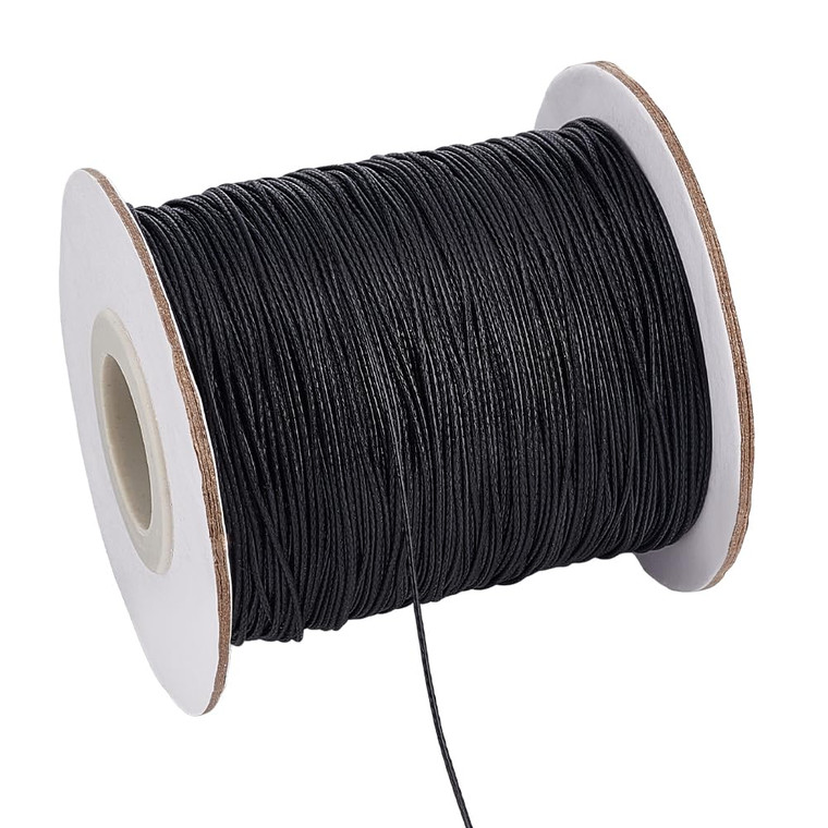 PH PandaHall 0.5mm Waxed Cord, 200 Yards Waxed Cotton Cord Black Waxed Thread Beading String Waxed Craft String for Bracelet Necklace Jewelry Waist B