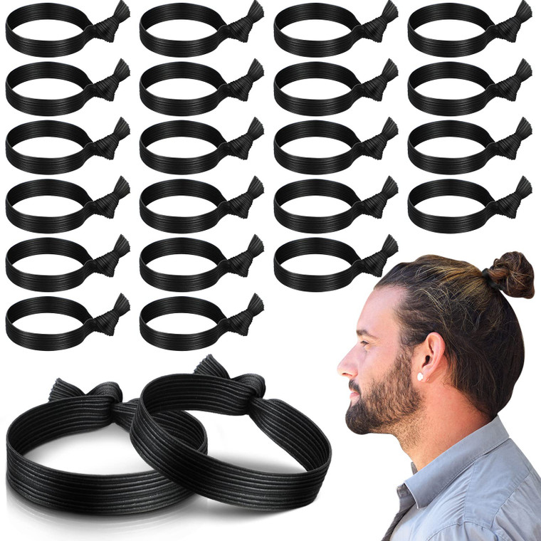 36 Pcs Knotted Flat Elastic Hair Ties for Men - No Crease Breakage Ponytail Holders, Strong Accessories for Thick Long Curly Hair