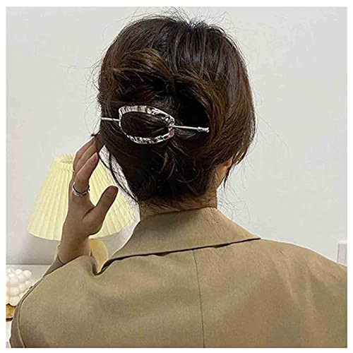 Iaceble Geometry Hair Clip Minimalist Oval Hair Cuff Hairpin Boho Oval Circle Hair Bun Pin Gold Ponytail Holder for Women and Girl