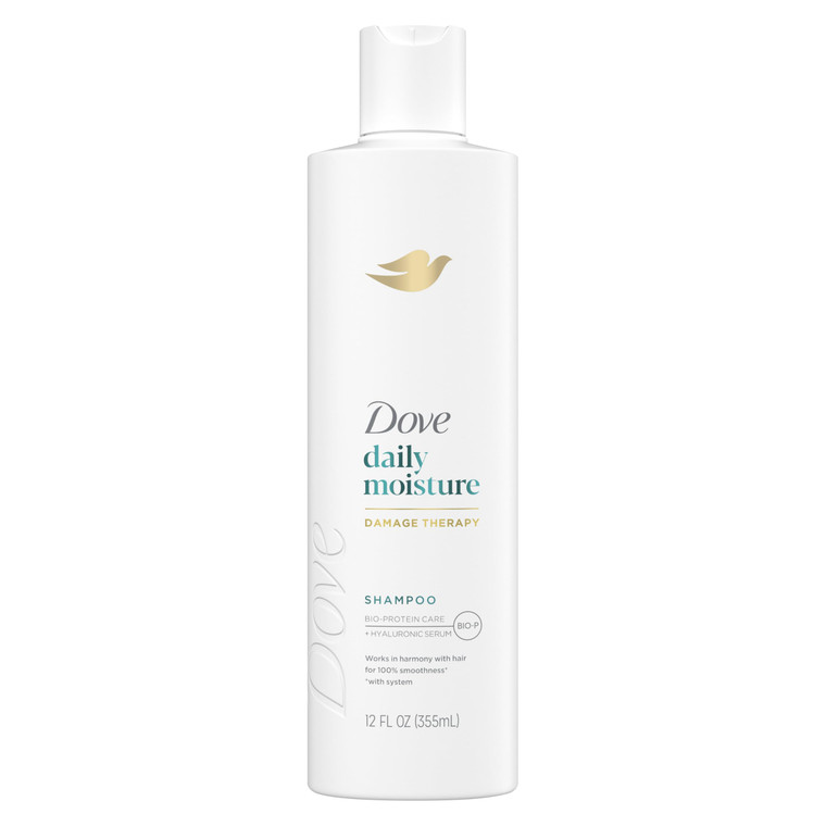 Dove Damage Therapy Shampoo Daily Moisture for Dry Hair with Bio-Protein Care Technology and Hyaluronic Serum 12 Fl Oz
