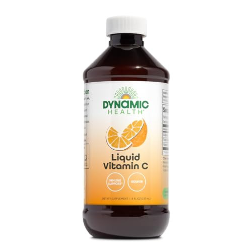 Dynamic Health Liquid Vitamin C Natural Citrus - 1000 mg per Serving, Liquid Supplement for Men and Women, with Bioflavonoids & Rose Hips, Vegetarian