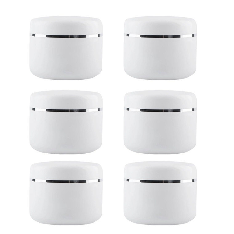 6 Pcs 250g 8oz Empty Plastic Jars Round Refillable Cosmetic Container with Lid and Inner Liners for Cream Lotion Lip Balm Cosmetic Storage Makeup Org