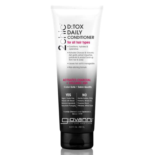 GIOVANNI D:tox Daily Conditioner, 8.5 oz. - Activated Charcoal, Super-Antioxidants Acai & Goji Berry