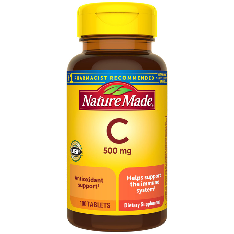Nature Made Vitamin C 500 mg Caplets, 100 Count, for Immune Support, Gluten Free