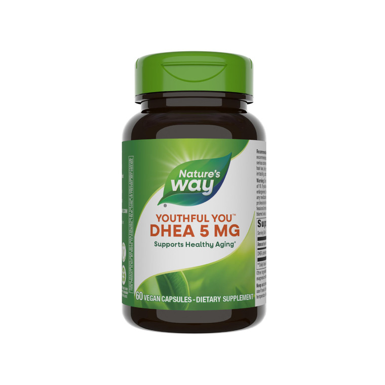 Nature's Way Youthful You DHEA 5 Mg, Supports Healthy Aging & Hormone Production*, No Gluten, 60 Vegan Capsules (Packaging May Vary)