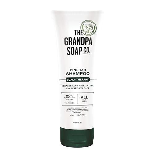 The Grandpa Soap Company Pine Tar Shampoo - Cleanses and Moisturizes Dry Scalp, With Pine Tar and Tea Tree Oil, All Hair Types, Vegan, Sulfates and P
