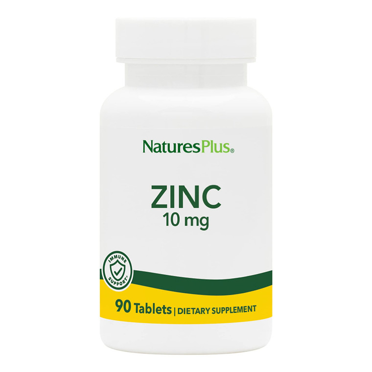 NaturesPlus Zinc Tablets - 10 mg, 90 Vegetarian Supplements - Immune System Supplement for Cellular Growth & Repair - Promotes Healthy Digestion, Met