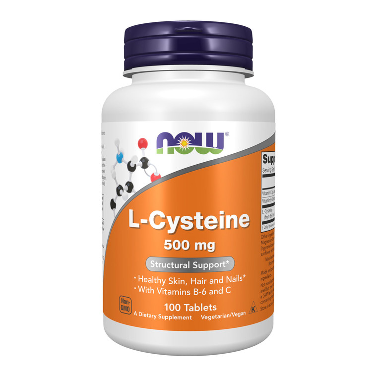 NOW Foods Supplements, L-Cysteine 500 mg with Vitamins B-6 and C, Structural Support*, 100 Tablets