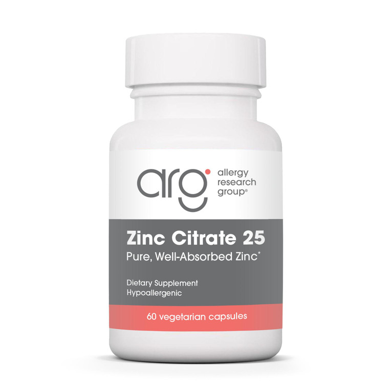 Allergy Research Group Zinc Citrate - Delivers 25 mg Zinc Citrate - Supports Immune Response, Cognitive Health & Cellular Function - 60 Servings - 60