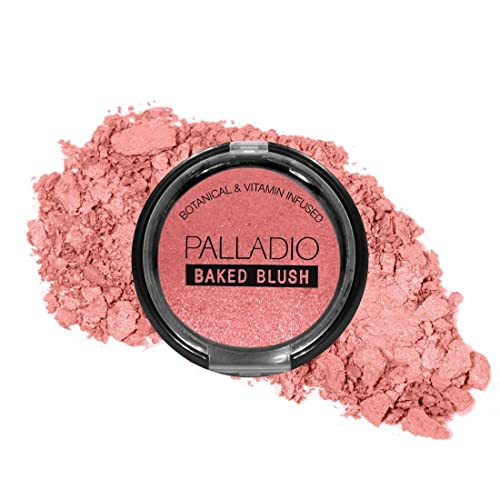 Palladio Baked Blush, Highly Pigmented Shimmery Formula, Easy to Blend and Highly Buildable, Apply Dry for a Natural Glow or Wet for a Dramatic Lumin