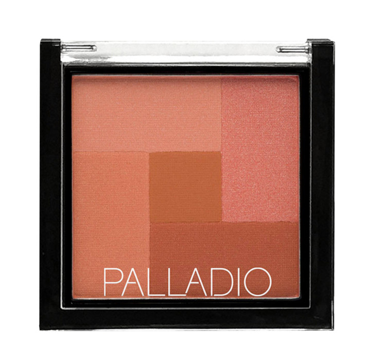 Palladio 2-In-1 Mosaic Blush and Bronzer, Silky Smooth Face Makeup Pressed Powder, Five Color Hues from Shimmering Pinks to Golden Browns, Rich Pigme