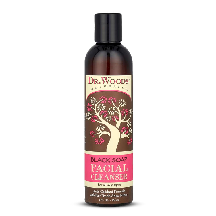 Dr. Woods Black Soap Facial Cleanser - Made with Organic Shea Butter, Gentle Liquid Face Wash for Men and Women, Natural Cleansing for Daily Use and
