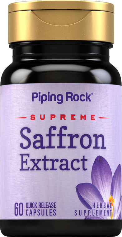 Piping Rock Saffron Extract Supplement | 60 Capsules | Herbal Extract Pills for Women & Men | Non-GMO, Gluten Free