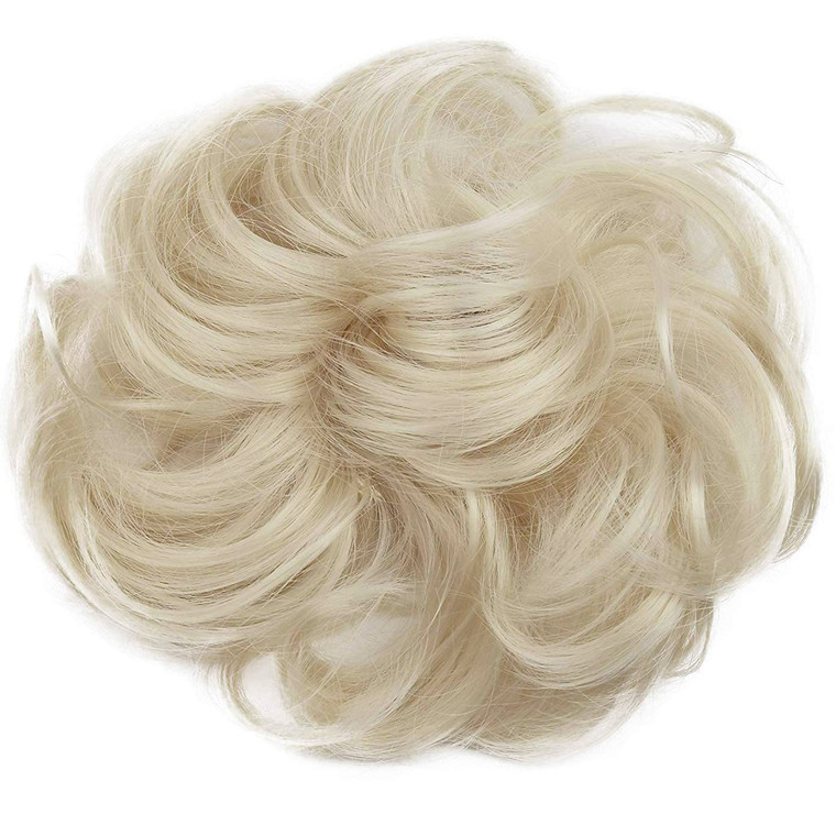 CAISHA Messy Scrunchie Bun Voluminous Wavy Hairpiece Heat-resistant Synthetic Fibres Platinum Blonde G16A
