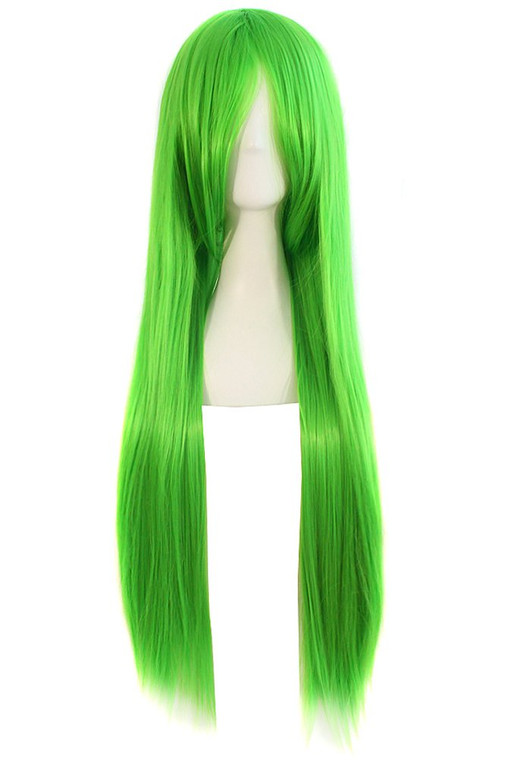 MapofBeauty 32 Icnh/ 80 cm Long Straight Anime Costume Cosplay Wig Party Wig (Fluorescent Green)