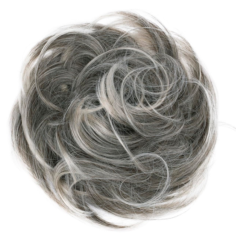 CAISHA Synthetic Fiber Hairpiece Scrunchie Scrunchy Updo Slightly Wavy Gray Blond Mix G21B