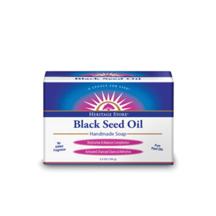 B00YF2RE2G HERITAGE STORE Black Seed Oil Soap Organic, Bar, Unscented (Carton) | 3.5oz