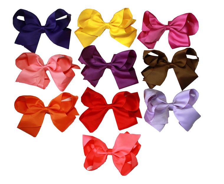 Syleia K&M Signature Colors Large 6" Hair Bows with Alligator Clips - Set of 10 Fall Gala