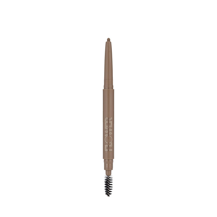 FLOWER BEAUTY Draw in the Line Eyebrow Pencil - Long-Lasting + Smudge-Resistant - Self-Sharpening + Built-In Spoolie - Dark Brunette