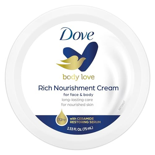 Dove Body Love Rich Nourishment Cream, Face, Hand & Body Lotion for Extremely Dry Skin, Fast-Absorbing 72-Hour Moisturizing Cream with Ceramide Serum