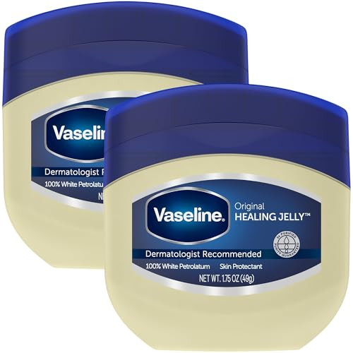 Vaseline Petroleum Jelly Travel-Size 2-Pack  Hypoallergenic Skin Protectant, Unscented Healing Ointment for Beauty & Personal Care, 1.75 Oz Ea