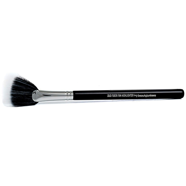 Fan Highlighter Makeup Brush  Beauty Junkees Duo Fiber Face Make Up Brushes, Cheekbone Define Highlighting with Powder, Cream, Mineral, Liquid Cosme