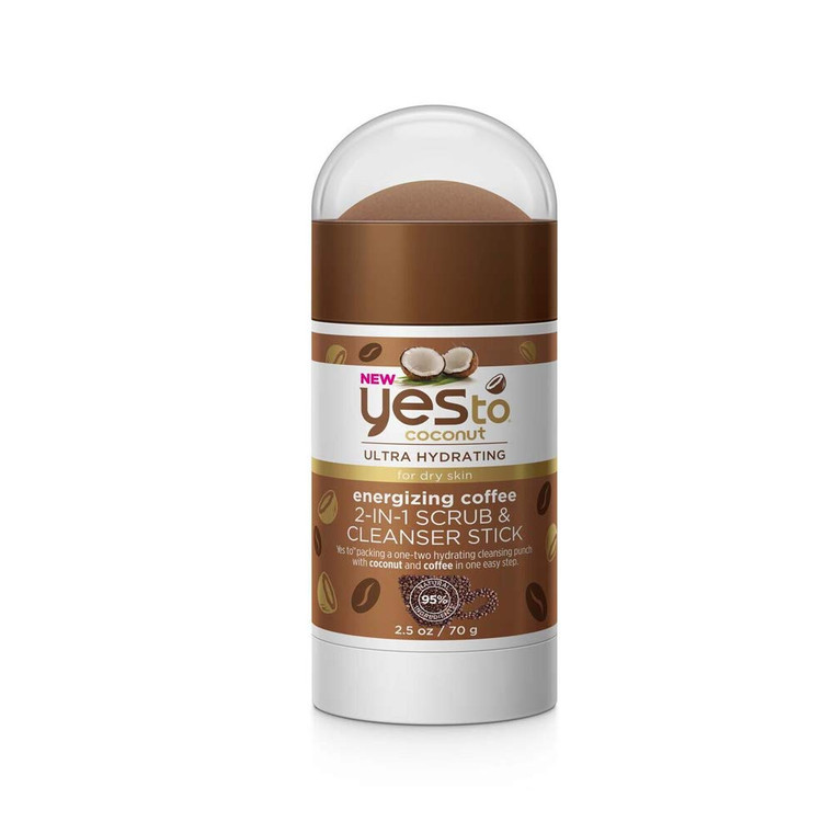 Yes To Coconut Coffee 2-In-1 Scrub & Cleanser Stick, Exfoliating & Cleansing Formula To Wash Away Dirt & Grime While Packing A Hydration Punch With C
