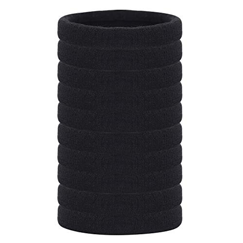 Senkary 50 Pieces Black Large Hair Ties Extra Thick Elastic Hair Bands Seamless Ponytail Holders for Thick Heavy and Curly Hair (5 cm in Diameter, 1