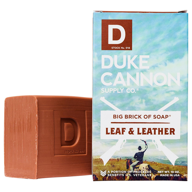 Duke Cannon Supply Co. Big Brick of Soap - Superior Grade, Large Men's Soap with Musky Masculine Scents, All Skin Types, Leaf & Leather, 10 oz.