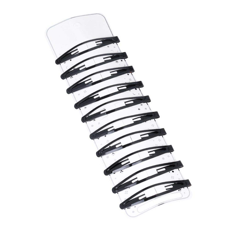 10pcs 6cm Black Snap Hair Clips Simple Oval Metal Barrettes for Girls