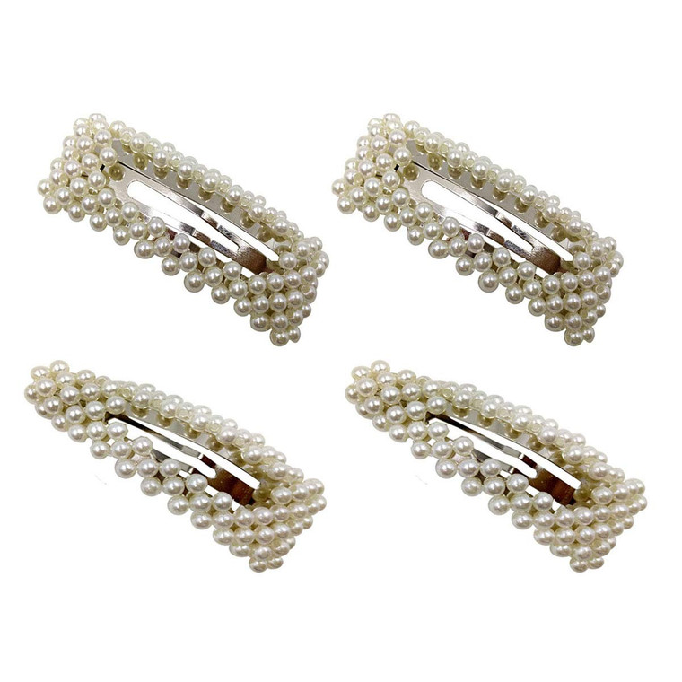 Numblartd 4Pcs Sweet Artificial Pearl BB Barrettes Hairgrip Hair Clips Pins - Women Handmade Fashion Alloy Hairpin Side Clamp Hair Accessories for We