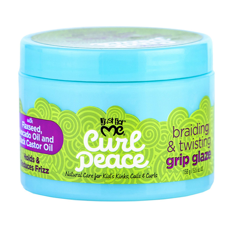 Just For Me Curl Peace Braiding & Twisting Grip Glaze - Holds & Reduces Frizz, Contains Flaxseed, Avocado Oil & Black Castor Oil, Nourishes & Strengt