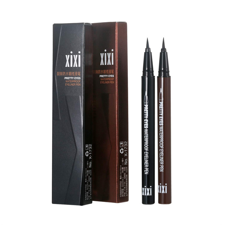 Vtrem 2 Pack Liquid Eyeliner - Navy Blue & Light Brown, Waterproof, Smudge Proof, Slim, Freckle Pencil, Korean Glitter, Long Lasting
