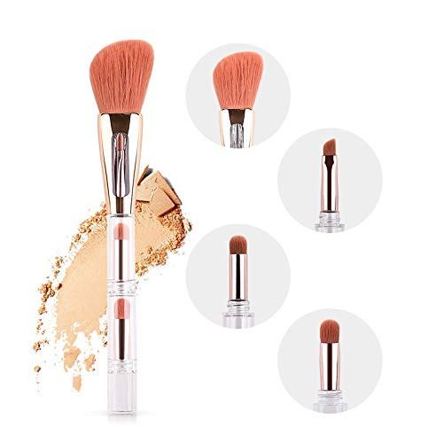 Liasun 4 In 1 Exquisite Multi-function Makeup Brushes Funny Combination Design - Blush Brush, Eyeshadow Brush, Angled Brow Brush,Blending Brush For W