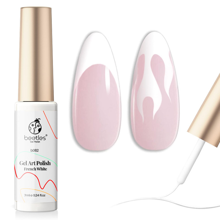 beetles Gel Polish Swirl Nail Art White Gel Liner Nail Polish 1 pcs 7ml Classic White Color Nails Art Paint for Thin French Tip Line Soak off Uv Lamp