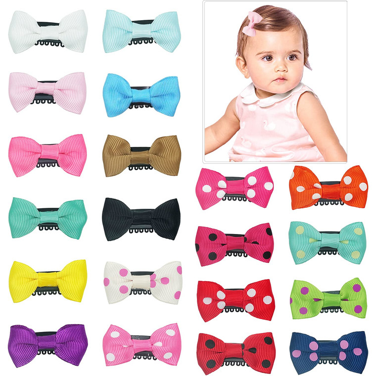 40PCS Baby Girls Fine Hair Clips 1.75Inch Grosgrain Ribbon Hair Bows Snap Hair Clips Barrettes Handmade Hair Accessories For Girls Newborns Infants T