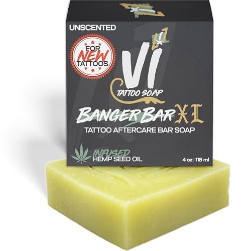 Banger Bar XL Hemp Tattoo Aftercare Soap Gentle Formula For New Tattoo Care & Healing | Vegan Unscented All Natural Tattoo Soap Made For All Skin Typ