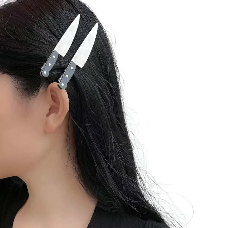 DZYUZK - 2 Pack - Punk Hair Accessories: Knife Hair Clips for Women, Girls' Fashion Cosplay Party