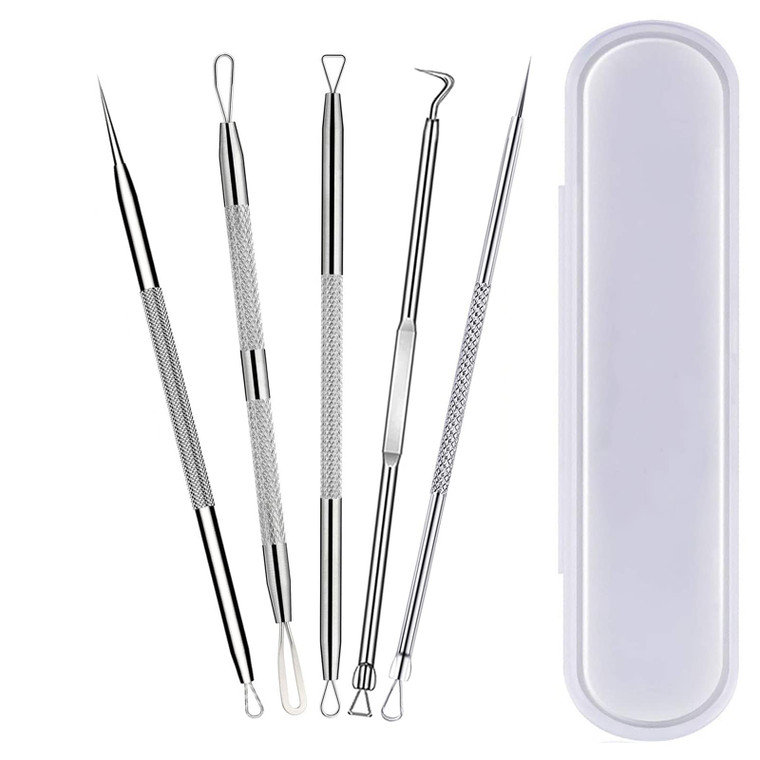 15 PCS Blackhead Remover Pimple Popper Tool Kit,Black Head Removal Extractor for Acne Comedone Whitehead Popping Zit Blemish Facial Skin Care Tools w