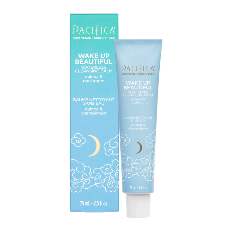 Pacifica Wake Up Beautiful Cleansing Balm & Makeup Remover - 2-in-1 Waterless Face Cleanser for Dry & Sensitive Skin, Hydrating No-Rinse Balm Dissolv