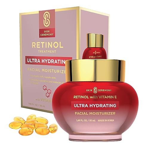 Skin Ceremony Retinol & Vitamin E Moisturizer - Anti-Aging, Hydrating Skin Cream for Fine Lines, Wrinkles & Acne Scars - Dermatologist Tested, Clean