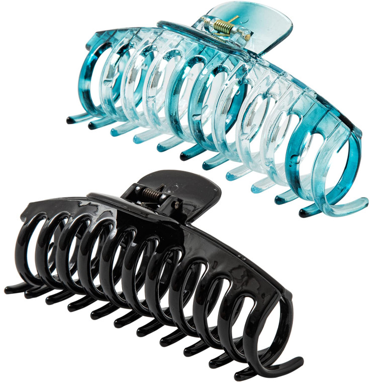 Accglory 5.5 Inches Extra Large Hair Clips for Long Thick Hair Womens Jumbo Hair Claw Clips 2 Counts in Set Hair Accessories (teal blue and black)