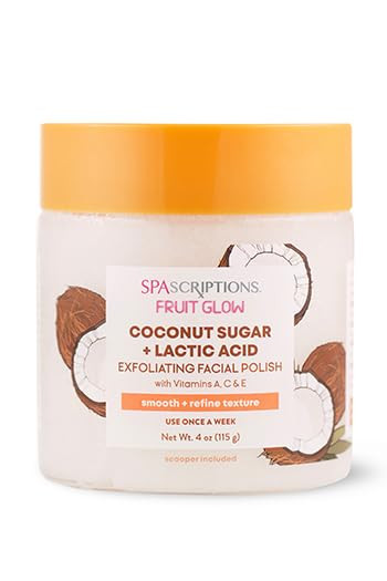 Fruit Glow- Coconut Sugar + Lactic Acid Exfoliating Facial Polish With Vitamins A, C & E 4 Oz