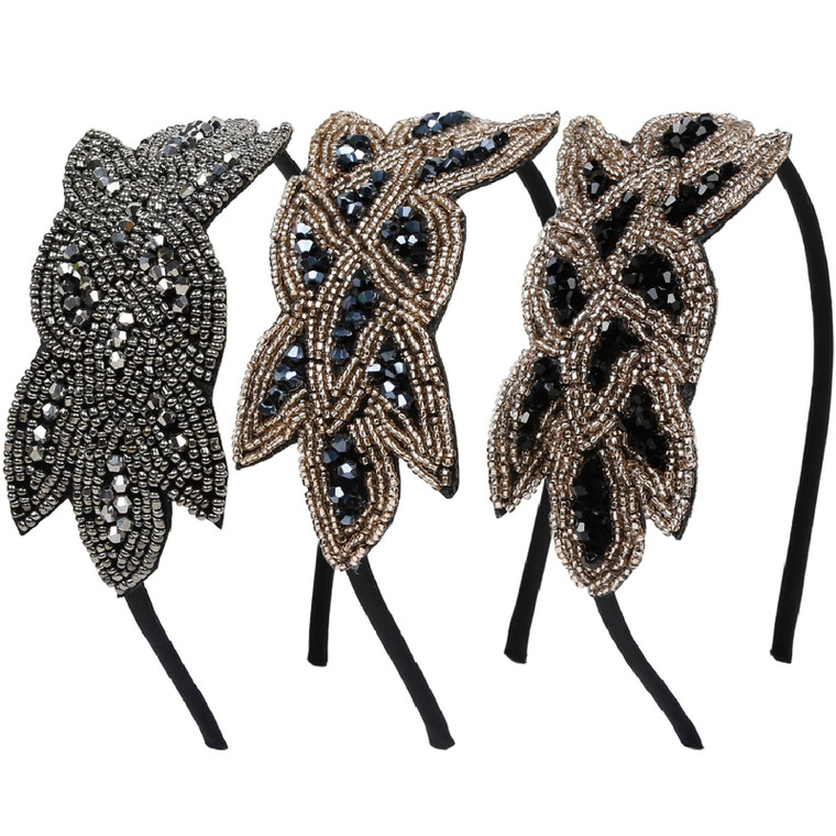 Flapper Headbands for Women 1920s Headpiece 3PCS Flapper Headpiece Beaded Roaring 20s Hair Accessories for Women for Party Vintage Great Gatsby Costu
